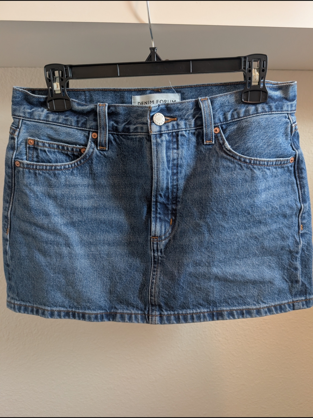 Denim Forum Classic Indigo Denim Mini Skirt